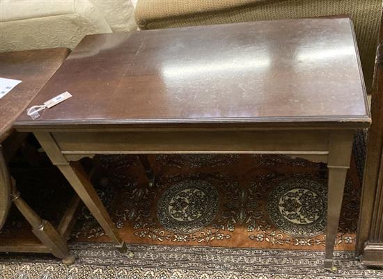 An early 20th century rectangular mahogany card table, width 89cm depth 48cm height 75cm